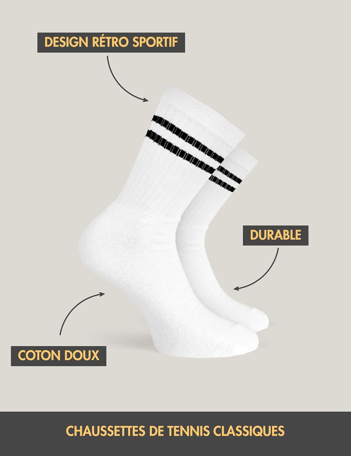 Basic Treasure Lot de 20 paires de chaussettes de tennis, unisexes, en coton doux, chaussettes pour homme et femme, loisirs et sport, chaussettes de travail