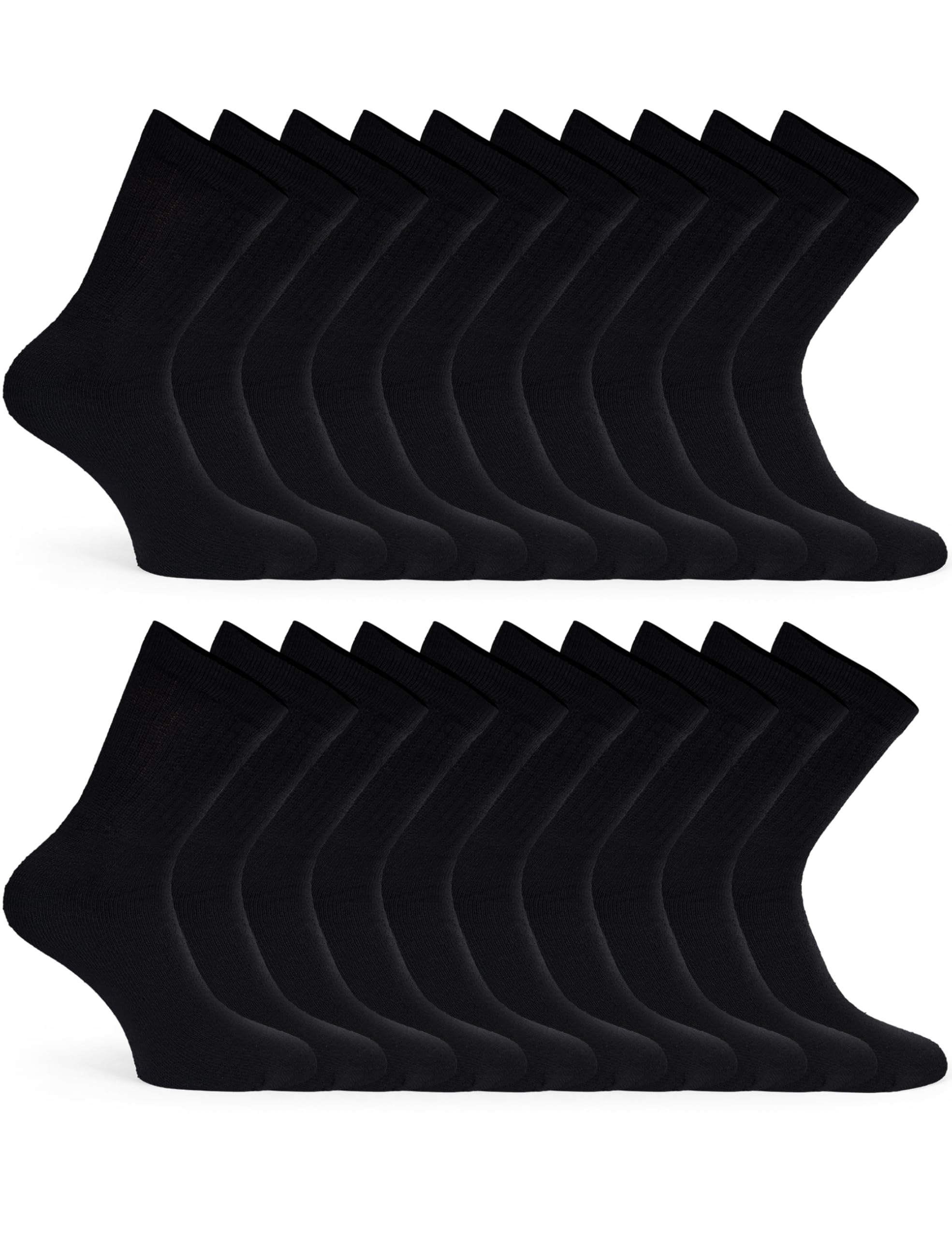 Basic Treasure Lot de 20 paires de chaussettes de tennis, unisexes, en coton doux, chaussettes pour homme et femme, loisirs et sport, chaussettes de travail