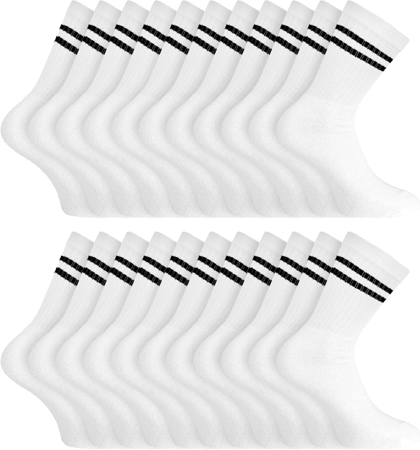 Basic Treasure Lot de 20 paires de chaussettes de tennis, unisexes, en coton doux, chaussettes pour homme et femme, loisirs et sport, chaussettes de travail