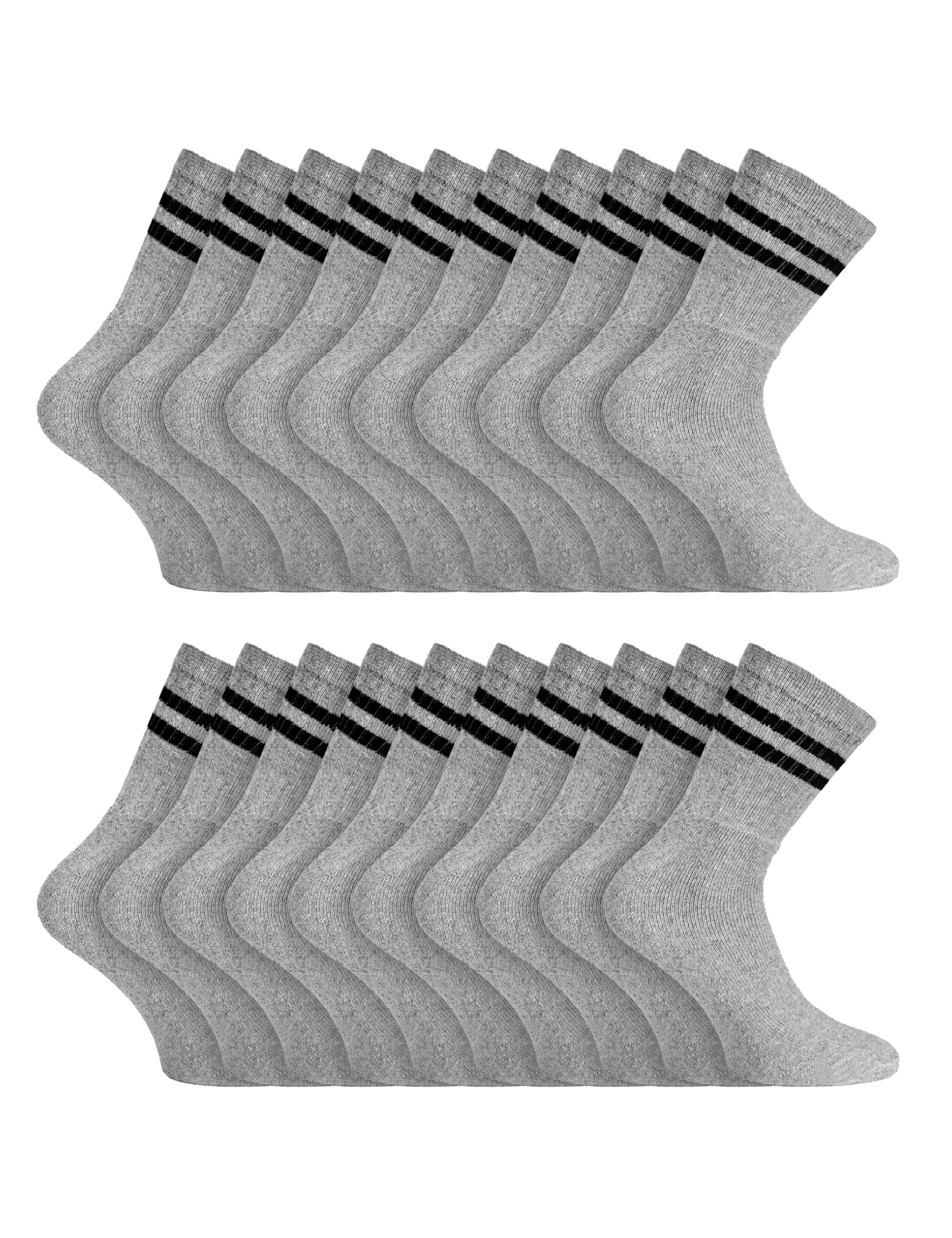 Basic Treasure Lot de 20 paires de chaussettes de tennis, unisexes, en coton doux, chaussettes pour homme et femme, loisirs et sport, chaussettes de travail